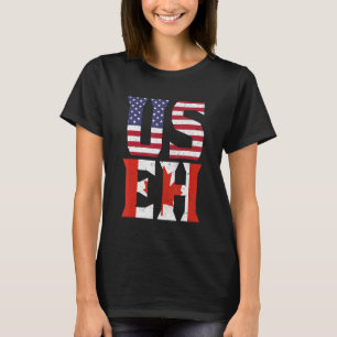 US EH Funny American USA Canada Vlag T-shirt