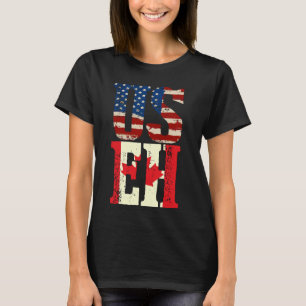 US EH Funny Canada American Flag Canadian Meme Quo T-shirt