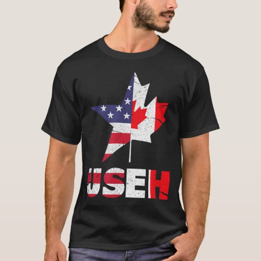 US EH Funny Canada American Flag T-shirt (Voorkant)