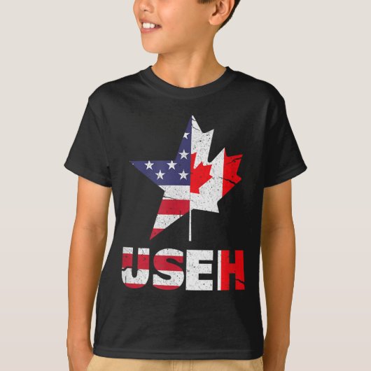 US EH Funny Canada American Flag T-shirt (Voorkant)