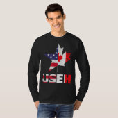 US EH Funny Canada American Flag T-shirt (Voorkant volledig)