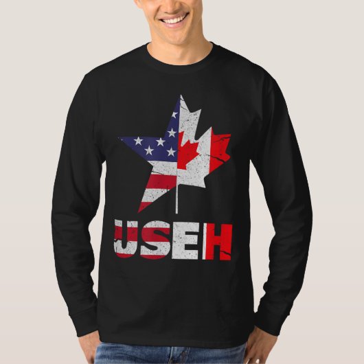 US EH Funny Canada American Flag T-shirt (Voorkant)
