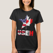 US EH Funny Canada American Flag T-shirt (Voorkant)