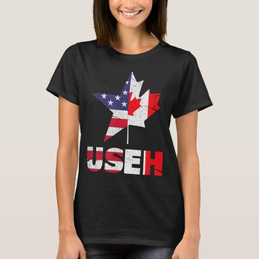 US EH Funny Canada American Flag T-shirt (Voorkant)