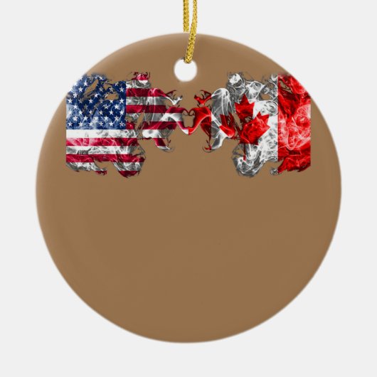 US EH Leaf Canadian American Flag Canada Verenigde Keramisch Ornament (Voorkant)