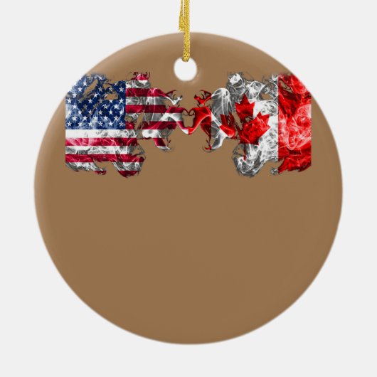 US EH Leaf Canadian American Flag Canada Verenigde Keramisch Ornament (Achterkant)
