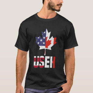 US EH Leaf Canadian American Flag Funny Canada Ver T-shirt