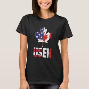US EH Leaf Canadian American Flag Funny Canada Ver T-shirt