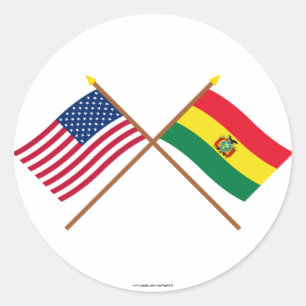 US en Bolivia gekruiste vlaggen Ronde Sticker