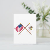 US en Illinois Crossed Flags Briefkaart (Staand voorkant)