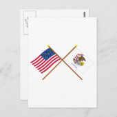 US en Illinois Crossed Flags Briefkaart (Voorkant / Achterkant)