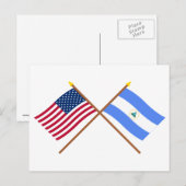 US en Nicaragua - Kroesse vlaggen Briefkaart (Voorkant / Achterkant)