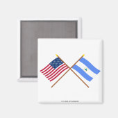 US en Nicaragua - Kroesse vlaggen Magneet (Voorkant / Achterkant)