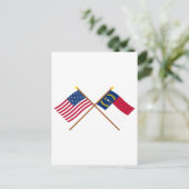 US en North Carolina Crossed Flags Briefkaart (Staand voorkant)
