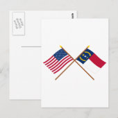 US en North Carolina Crossed Flags Briefkaart (Voorkant / Achterkant)