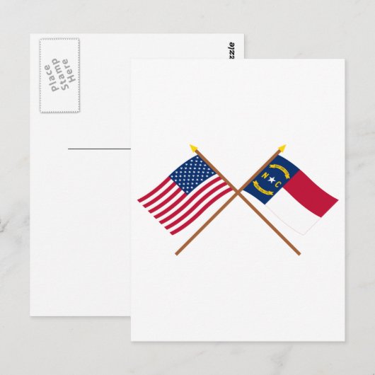 US en North Carolina Crossed Flags Briefkaart (Voorkant / Achterkant)
