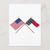 US en North Carolina Crossed Flags Briefkaart (Voorkant)