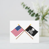 US en Pirate Crossed Flags Briefkaart (Staand voorkant)