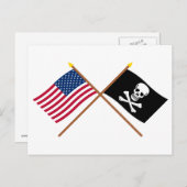 US en Pirate Crossed Flags Briefkaart (Voorkant / Achterkant)