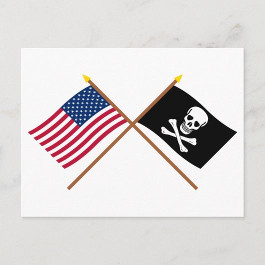 US en Pirate Crossed Flags Briefkaart (Voorkant)
