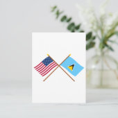 US en Saint Lucia Crossed Flags Briefkaart (Staand voorkant)