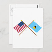 US en Saint Lucia Crossed Flags Briefkaart (Voorkant / Achterkant)