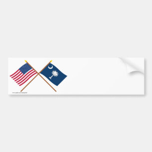 US en South Carolina Crossed Flags Bumpersticker