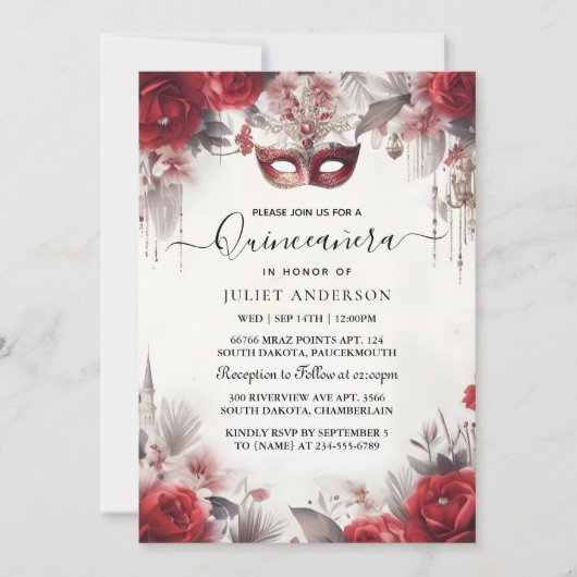 US Fancy Prom Mask Fun Masquerade Ball Quinceanera Kaart (Voorkant)