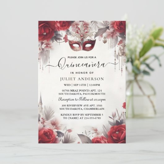 US Fancy Prom Mask Fun Masquerade Ball Quinceanera Kaart (Staand voorkant)