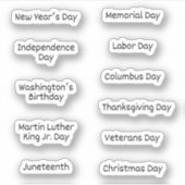 US Federal Feestdagen Stickers voor Agenda/Planner (Voorkant)