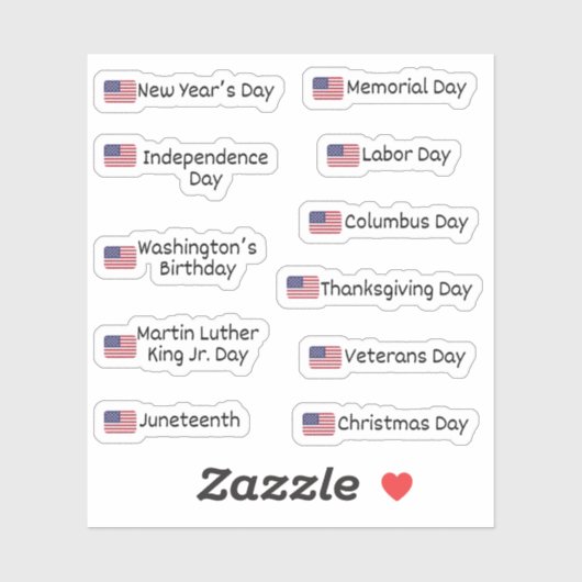 US Feestdagen Stickers voor Agenda en Planners (Vel)