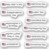 US Feestdagen Stickers voor Agenda en Planners (Voorkant)