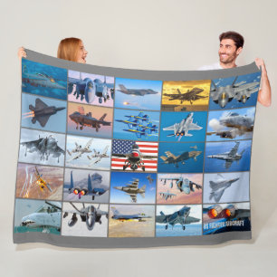 US FIGHTER VLIEGTUIG "MONTAGE" FLEECE DEKEN