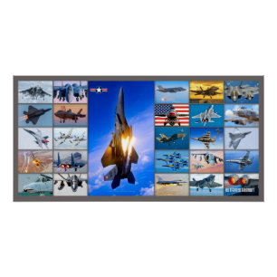 US FIGHTER VLIEGTUIG "MONTAGE" PERFECT POSTER
