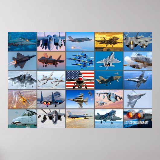 US FIGHTER VLIEGTUIG "MONTAGE" POSTER (Voorkant)