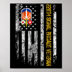 US Flag 228th Signal Brigade Militaire Vintage Vet Poster