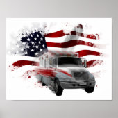 US Flag Ambulance EMT Paramedic Poster (Voorkant)