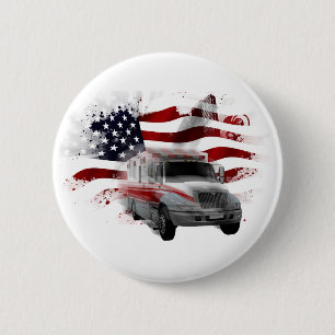 US Flag Ambulance-telefoonzaak EMT Paramedic Ronde Button 5,7 Cm
