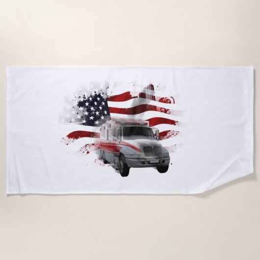 US Flag Ambulance Towel EMT Paramedic Strandlaken (Voorkant)
