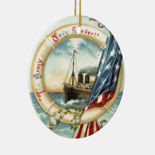 US Flag Anchor Flowers Life Preserver Keramisch Ornament (Rechts)