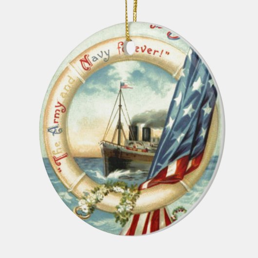 US Flag Anchor Flowers Life Preserver Keramisch Ornament (Links)