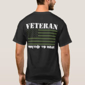 US Flag ARMY TRIDENT GRN- Veteran - Worthy to Draa T-shirt (Achterkant)