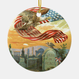 US Flag Bald Eagle begraafplaats Tombstone Wreate Keramisch Ornament