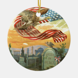 US Flag Bald Eagle begraafplaats Tombstone Wreate Keramisch Ornament