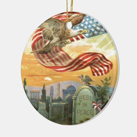 US Flag Bald Eagle begraafplaats Tombstone Wreate Keramisch Ornament (Links)