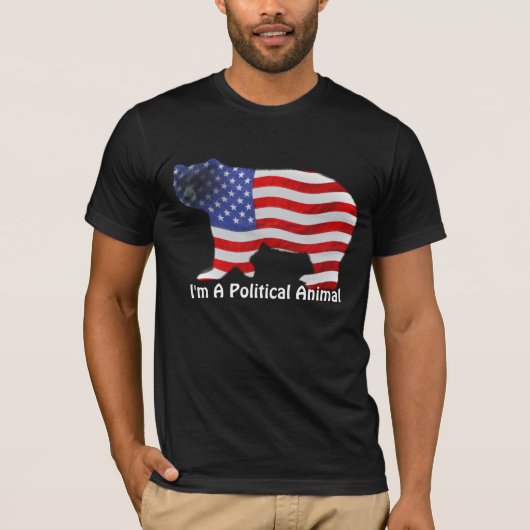 US FLAG & BEER, VS-stijl, politiek dier T-shirt (Voorkant)
