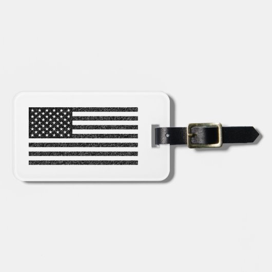 US Flag Black en White  Retro Bagagelabel (Voorkant horizontaal)