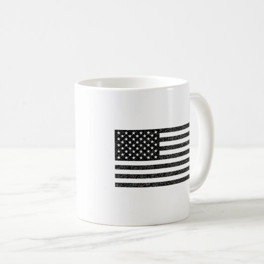 US Flag Black en White  Retro Koffiemok (Voorkant rechts)