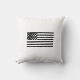 US Flag Black en White  Retro Kussen