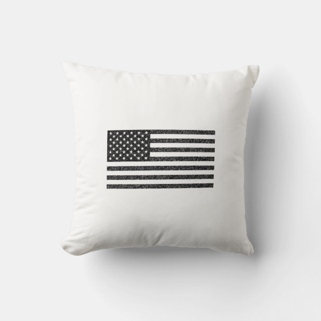 US Flag Black en White  Retro Kussen (Voorkant)